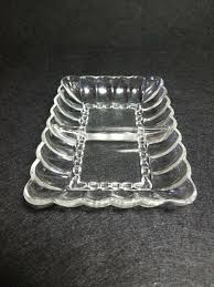 Vintage Clear Pressed Glass Candy Relish Dish Divided Rectangle Scalloped 7" | eBay