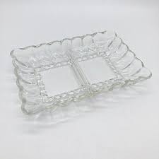 Vintage Clear Glass Divided Tidbit Relish Appetizer Tray Rectangle 2 Section | eBay