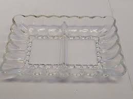 Vintage Divided Rectangle Clear Glass Candy Relish Trinket Dish Scalloped 7" | eBay