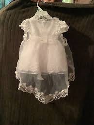 White Flower Girl Dress And Bonnet with Lace and Beads Size ...