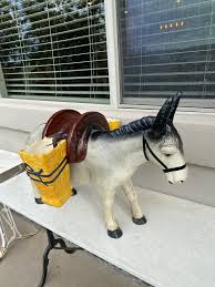 Large French Majolica Terracotta Donkey With Baskets Circa ...