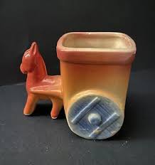 Vintage Donkey/Cart Planter USA 538 | eBay