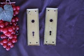 Antique - Pair of Bronze Door Knob Backplates - 7 X 2 1/8 Inches - Fair to Good Condition - Etsy