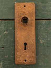 Authentic Pair of Vintage Late 1800's Victorian Style Pressed Metal Door Knob Backplates With Key Hole - Ornate Floral Styling Rusty Patina - Etsy