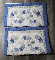 Quilted Pillow Sham Pair Of 2 Blue Floral Standard Country ...