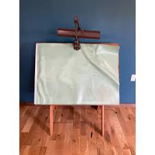 Mid 20th Century Adjustable Wood Drafting Table With Light | Chairish