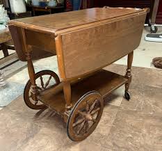 Vintage Wooden Rockingham Drop Leaf Tea/Bar Cart | eBay