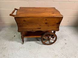 Early 20th Century Vintage Oak Tea Bar Cart | Chairish