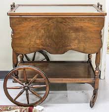 Lot - WALNUT DROP-LEAF TEA CART WITH TRAY, Paalman Furni