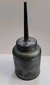 Vintage Oil Can Metal Oiler - 7.5" Tall Long Spout Canister ...