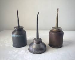 Oil Cans, Vintage Metal Thumb Dropper, Industrial Tool Art ...