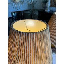 Vintage Hollywood Regency Glass Tortoiseshell and Brass Lamps With Original Grasscloth Shades, a Pair | Chairish