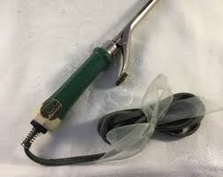 Fer à friser électrique vintage avec poignée en bois vert et crème - années 1940 - Etsy France