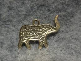 Lucky Elephant With Trunk Up Pendant Charm Gold Tone 1" Long ...