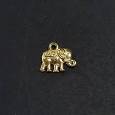 Metallimaskotti norsu 12x14 mm kullanvärinen | VilliHelmi