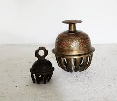 Beautiful Vintage Etched Brass Elephant Claw Bell Set of 2 ...