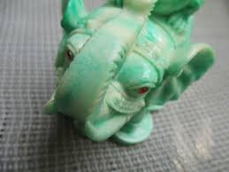 Vintage Elephant w/ Frog Figurine Heavy Ceramic Green with Red Eyes | eBay