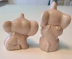 1950's VINTAGE CERAMIC PINK AND GOLD ELEPHANT FIGURINES ...