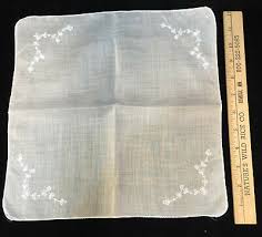 Hanky Handkerchief White Embroidered Flowers Silver / Blue White Vintage Lot 5 | eBay UK