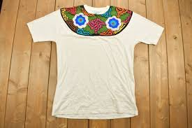 Vintage 1990s Crystal Coast Abstract Embossed T-shirt / Aztec / Retro / Single Stitch / Made in USA / 90s Graphic Tee / Colorful - Etsy