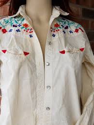 Vintage Western Shirt / Unisex Embroidered Shirt / Vintage Hand Embroidered Shirt / Rockabilly / Ranch Rodeo Clothing