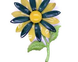 Vintage Oversized Big Green Enameled Daisy Flower Brooch/pin - Etsy