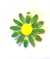 Vintage Enameled Green Flower Brooch Pin, Mid-century Daisy Pin Figural fb1-87 | eBay