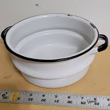 Vintage Enamel Pot | Kitchen | Vintage White With Black Trim ...