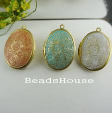 2pcs (23x30mm)high Quality Hand-paint Raw Brass Oval Locket ...