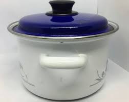 Soviet Enamel Pot Vintage White Metal Pot With Lid Enamel ...