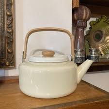 Michael Lax Copco Tea Pot, Tea Kettle, Enameled White Teapot ...