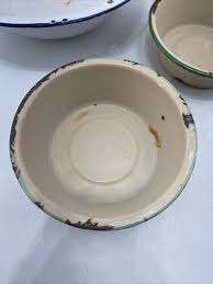 Lot 3 Vintage Enamel White Wash Mixing Bowl Round Basin Tub ...