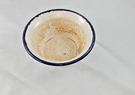 Rare Old Vintage White Blue Porcelain Enamel Metal Round Shape Bowl from India | eBay