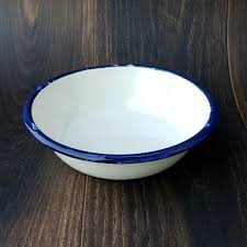 Collectible Set of Porcelain Enamel Bowl and Plate Vintage style Enamel Cookware | eBay