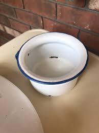 VINTAGE JONES RELAX Porcelain Enameled White Bed Pan w Sm ...