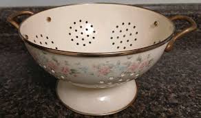 Vintage Pfaltzgraff Tea Rose Footed Metal Colander/ Strainer ...