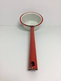 Vintage Cup Dipper Red White Enamelware Red White Sauce Pan ...