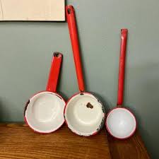 Rustic Enamelware Red and White Dipper - Etsy