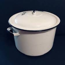 6 Quart Vintage White and Black Enamelware Cooking Pot ...
