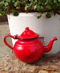 Vintage enamel kettle 60's,a teapot red lid, a galvanized teapot for cooking | eBay