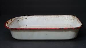Vintage Enamel Ware Rustic Baking Pan White / Red 10.5" x 8" x 2" | eBay