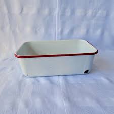 Large White With Red Trim Enamelware Bowl Basin ~ Vintage Farmhouse ~ Cottage Decor - Etsy