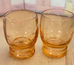 MCM Lot 6 Etched Small Glasses, Multi Colors, 2"h, SMALL RIM ...