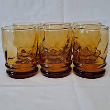 Vintage Set 6 Libbey AMBER 5 Oz Flat Tumbler GLASSES 3 3/4 ...