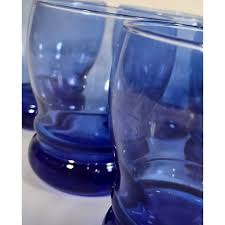 Bangled Cobalt Lowballs- Set of Six | Chairish