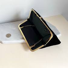 Vintage Clutch 1950's Black Velvet Matte Black Satin Bow Evening Handbag | Black Satin Lined Gold Hardware Kiss Lock Chain Clutch - Etsy