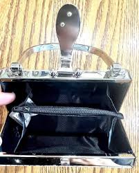 SELINI New York Art Deco Evening Bag Silver Rhinestone Closure Bangle Handle | eBay