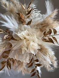 Gold Pampas Grass Hair Fascinator: Boho Wedding Hair Clip - Etsy New Zealand