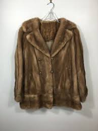 Cute Vintage MINK fur jacket tan beige brown scarf buttons Women's Medium coat | eBay