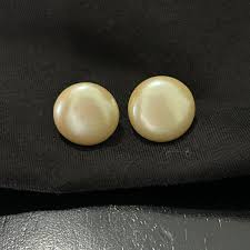Round Pearl Button Earrings Vintage Costume Jewelry 34 Inch ...